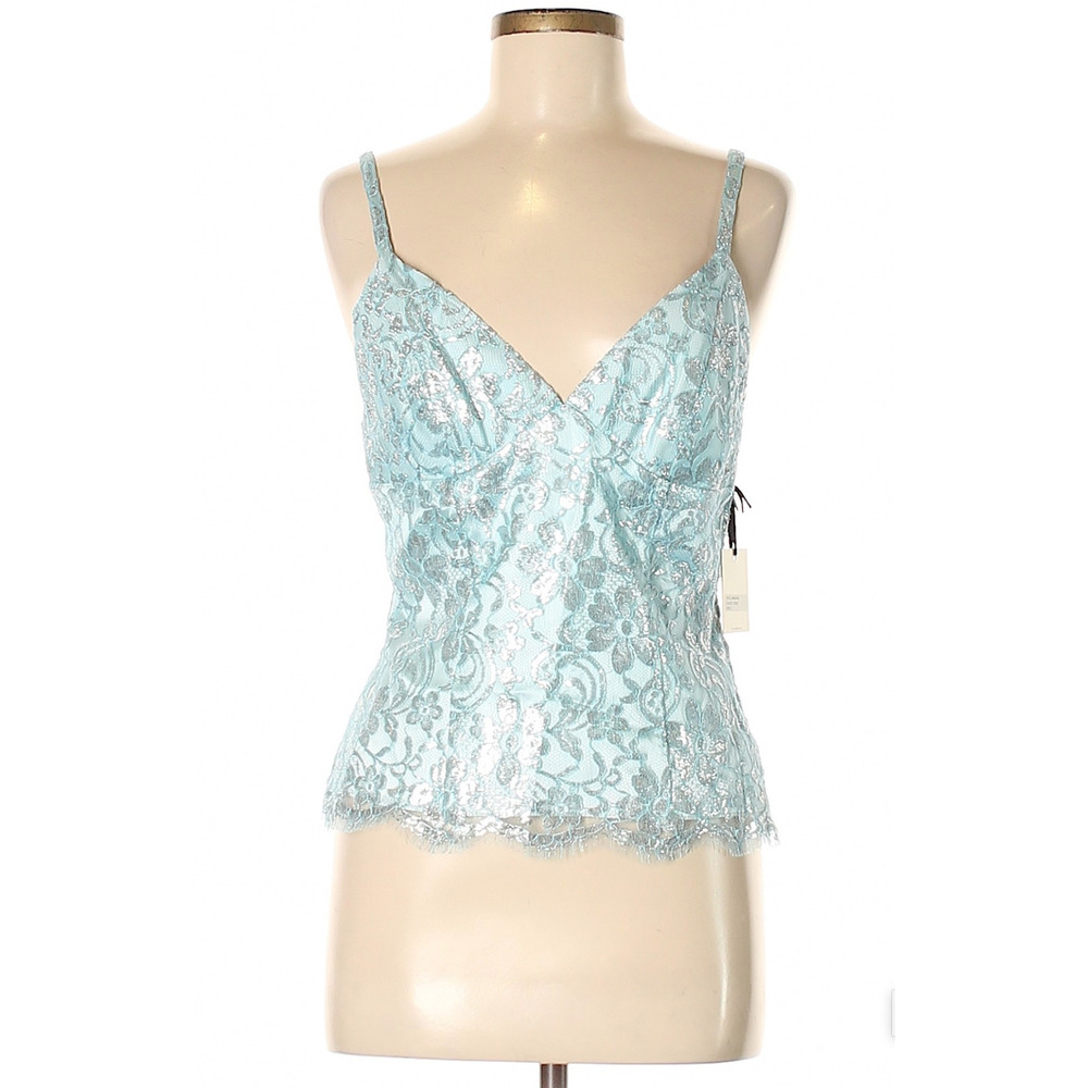 Milly VINTAGE 2000’s Silver Aqua Lace Cami Bodice Sleeveless 6 Tank S